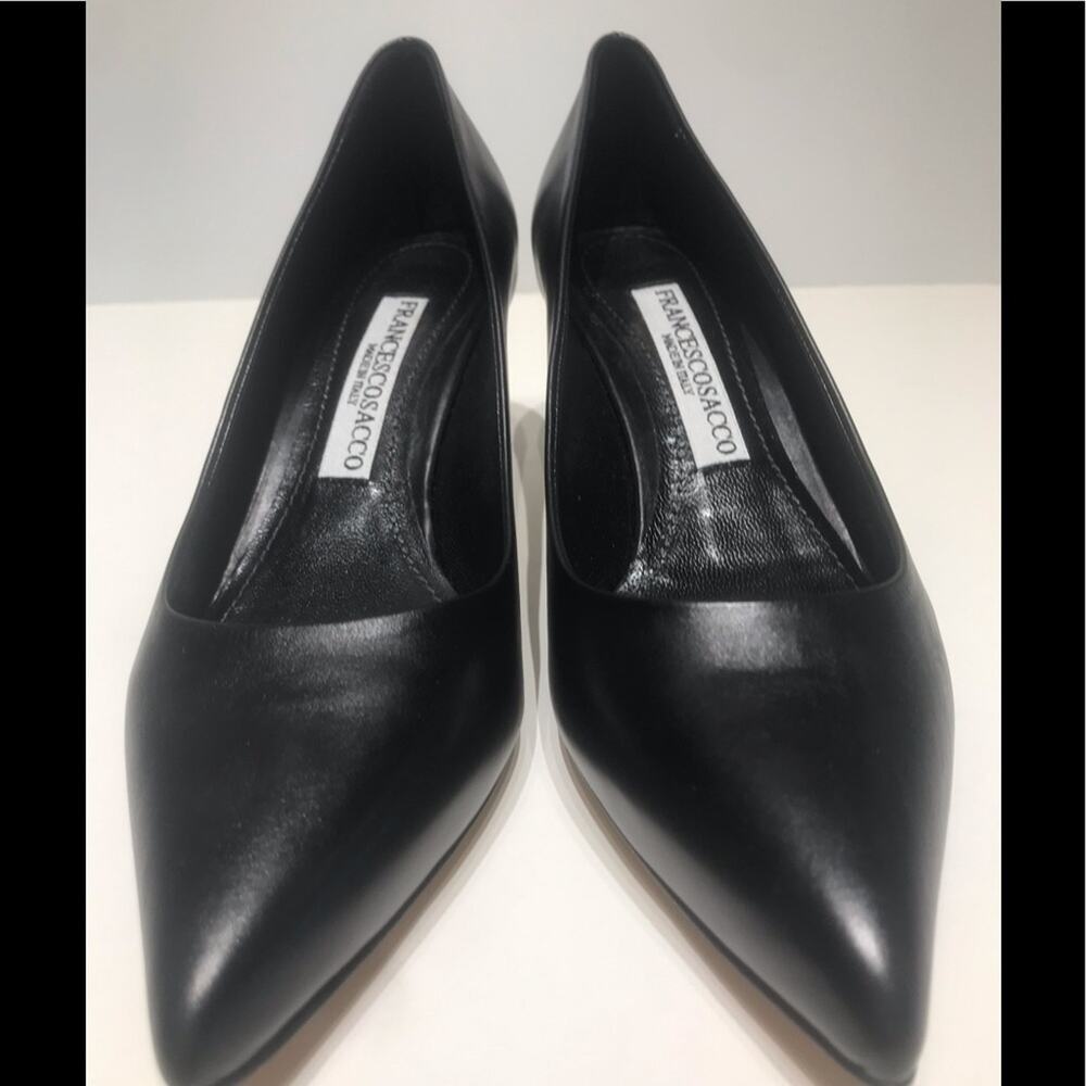Francesco Sacco mid heel black leather pump